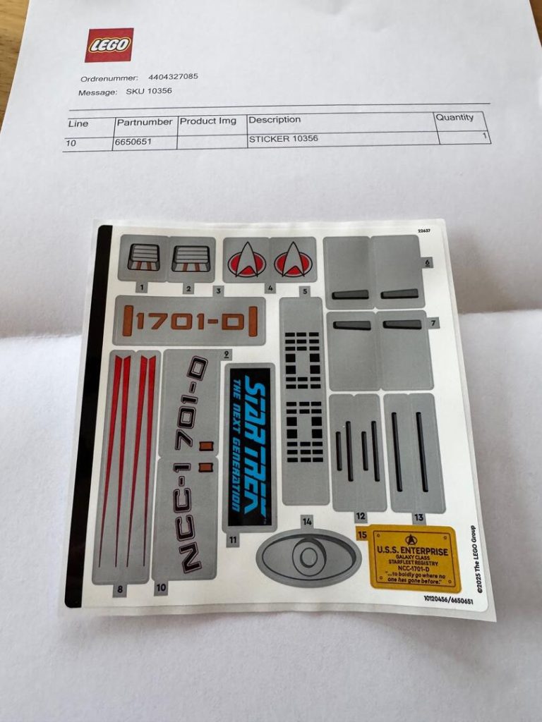 JOHN MORIARTY LEGO Star Trek 10356 USS Enterprise replacement sticker sheet 2 1 768x1024