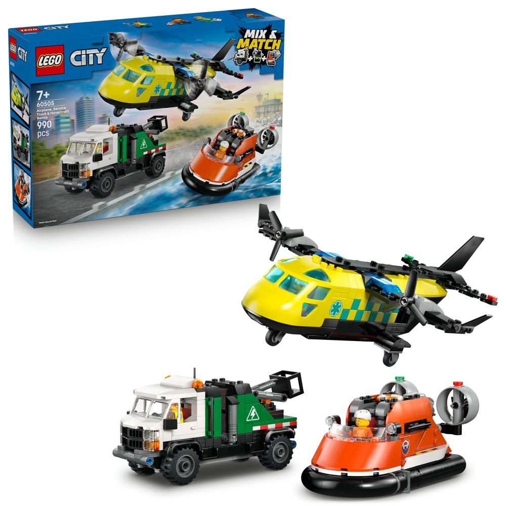 60505 LEGO Kombinationsset mit Flugzeug Wartungsfahrzeug und Luftkissenboot