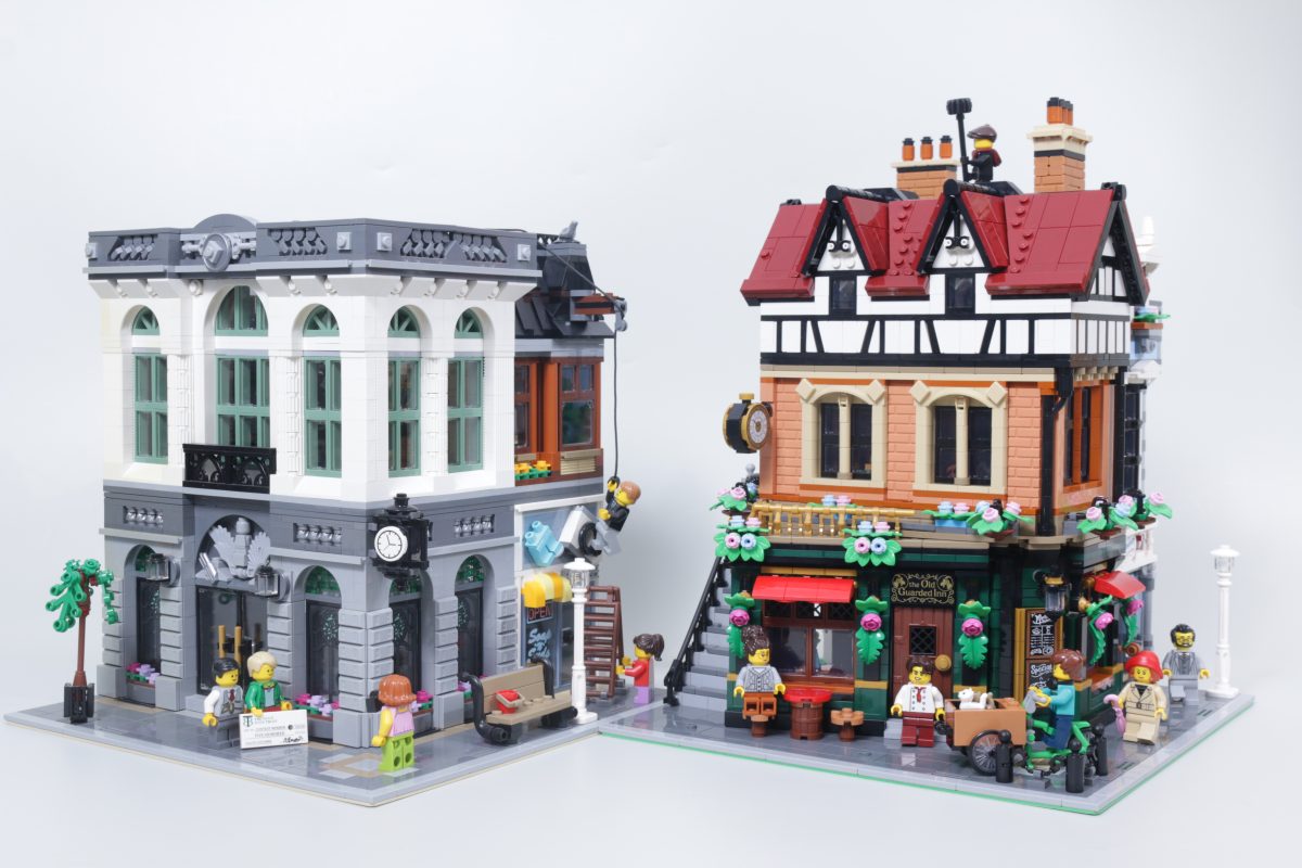 LEGO Icons 10350 Tudor Corner second review plus comparison with 10251 Brick Bank and 10270 Bookshop 86 1200x800