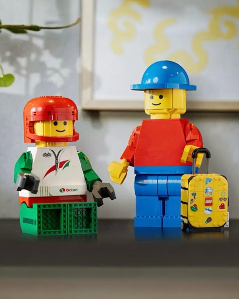 LEGO 40817 Yellow Travel Suitcase 40649 Up Scaled LEGO Minifigure 40819 Up Scaled Racing Driver Minifigure 819x1024