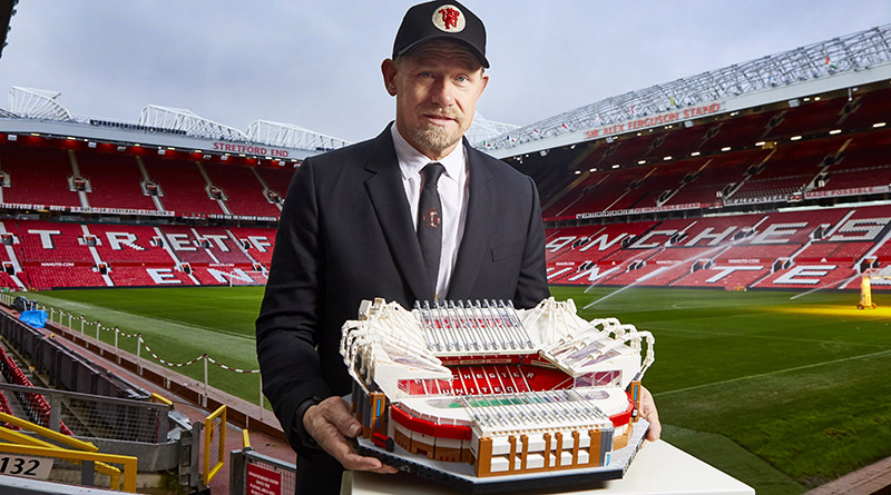 Manchester United legend Peter Schmeichel delivers LEGO 10272 to Old Trafford on stadium's 110th anniversary