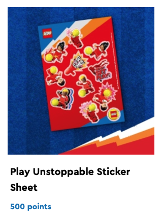 LEGO Play Unstoppable motion sticker sheet