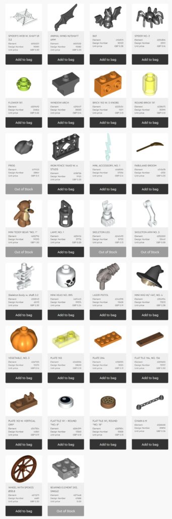 LEGO 40513 Spooky VIP addon pack pieces