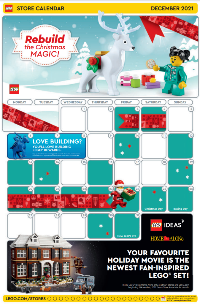LEGO Store Calendar december 2021 uk front