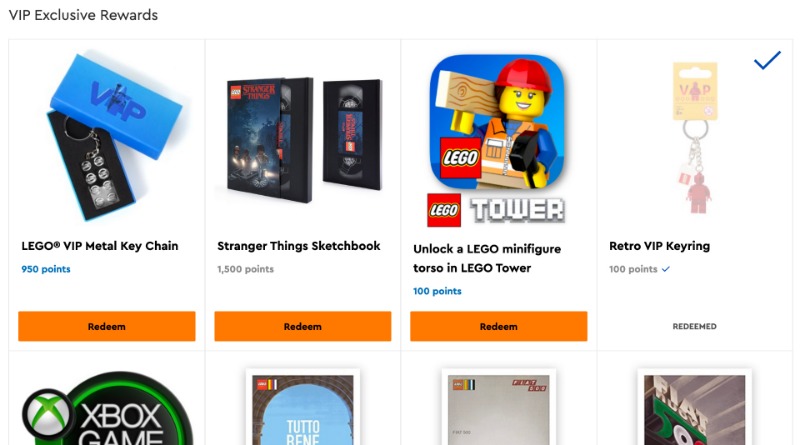 LEGO 2x4 brick metal keychain available as VIP reward